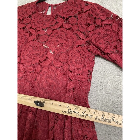 Anthropologie Hutch Olivia lace Maxi Dress  Red Wine Medium Holiday Christmas - Picture 8 of 9